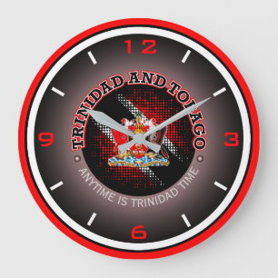 Reloj Redondo Grande Bandera de Trinidad y Tobago (patrón de puntos)