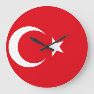 Reloj Redondo Grande Bandera de Turquía