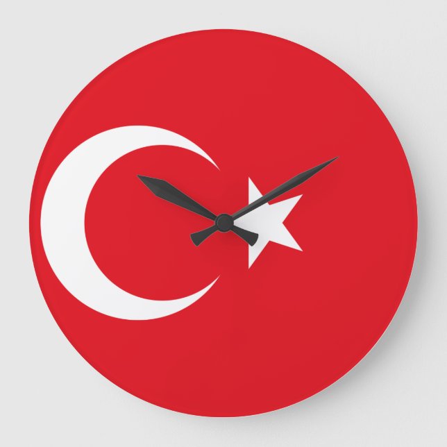 Reloj Redondo Grande Bandera de Turquía (Anverso)