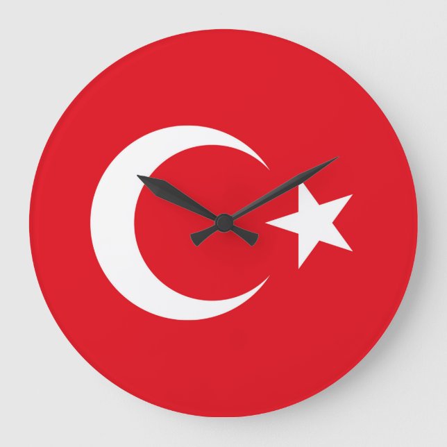 Reloj Redondo Grande Bandera de Turquía (Anverso)