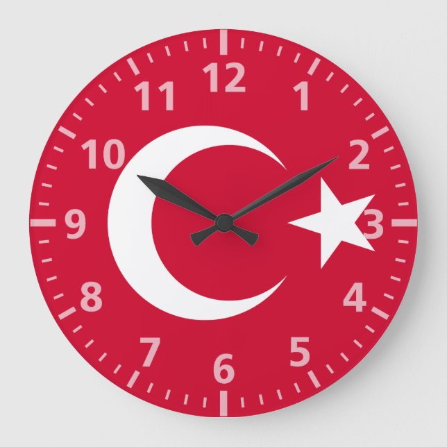 Reloj Redondo Grande Bandera de Turquía (Anverso)