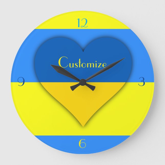 Reloj Redondo Grande Bandera de Ucrania azul Thunder_Cove  (Anverso)