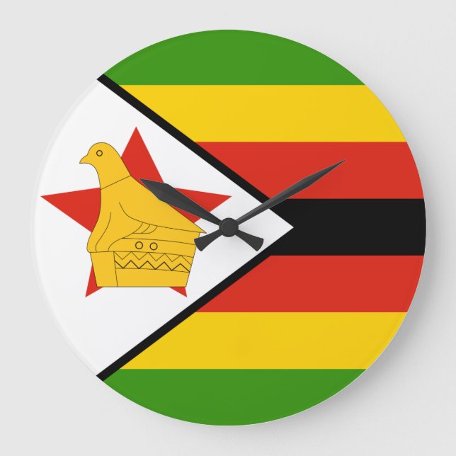 Reloj Redondo Grande Bandera de Zimbabue (Anverso)