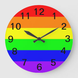 Reloj Redondo Grande ¡Bandera del arco iris del orgullo gay de LGBT!
