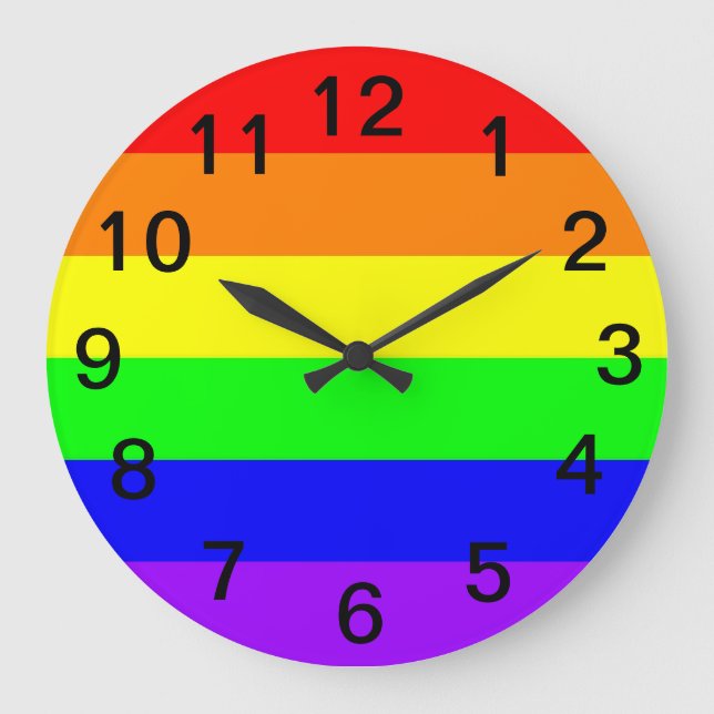Reloj Redondo Grande ¡Bandera del arco iris del orgullo gay de LGBT! (Anverso)