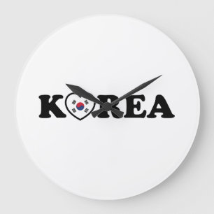 Reloj Redondo Grande Bandera del corazón del amor de Corea