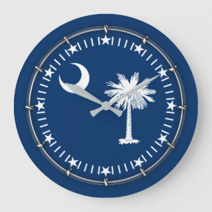 Reloj Redondo Grande Bandera del estado de Carolina del Sur en un video