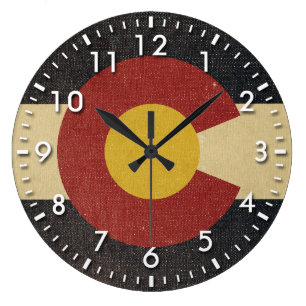 Reloj Redondo Grande Bandera del estado de Colorado del vintage