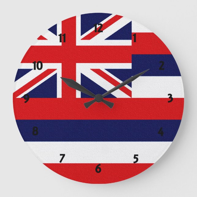 Reloj Redondo Grande Bandera del Estado de Hawái (Anverso)
