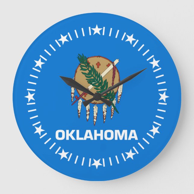 Reloj Redondo Grande Bandera del estado de Oklahoma en una (Anverso)