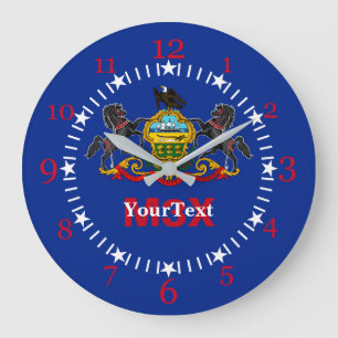 Reloj Redondo Grande Bandera del estado de Pennsylvania en a