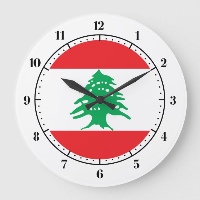 Reloj Redondo Grande Bandera del Líbano (Anverso)