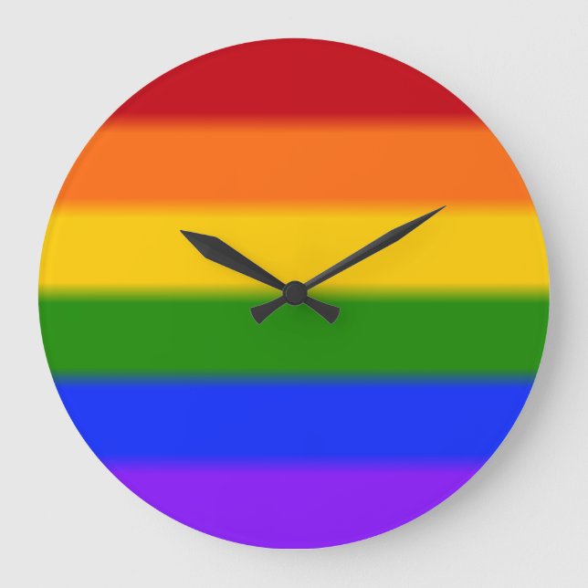 Reloj Redondo Grande Bandera del orgullo gay caído (Anverso)