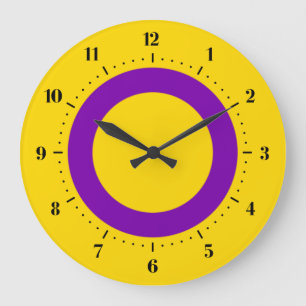 Reloj Redondo Grande Bandera del orgullo intersexual reloj grande