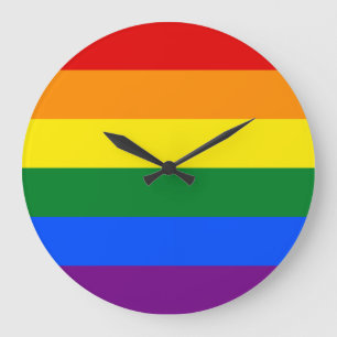 Reloj Redondo Grande Bandera del Orgullo Iris