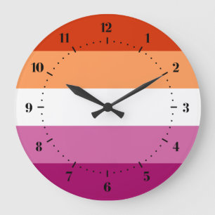 Reloj Redondo Grande Bandera del Orgullo Lesbiano
