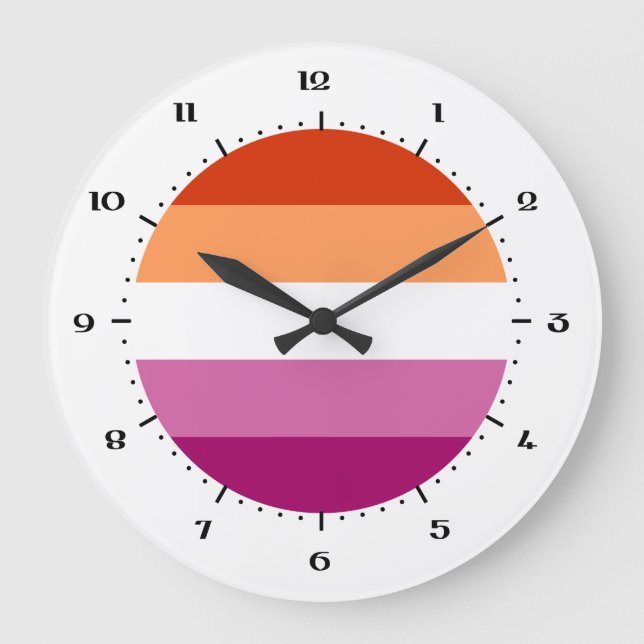Reloj Redondo Grande Bandera del Orgullo Lesbiano Reloj grande (Anverso)