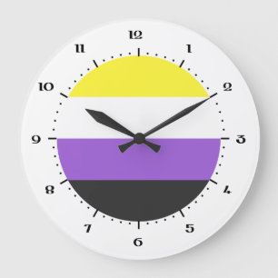 Reloj Redondo Grande Bandera del Orgullo no binario Reloj grande