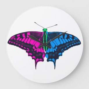 Reloj Redondo Grande Bandera del Orgullo Polisexual Mariposa de cerda