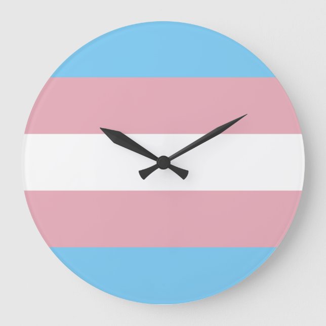 Reloj Redondo Grande Bandera del Orgullo Trans (Anverso)