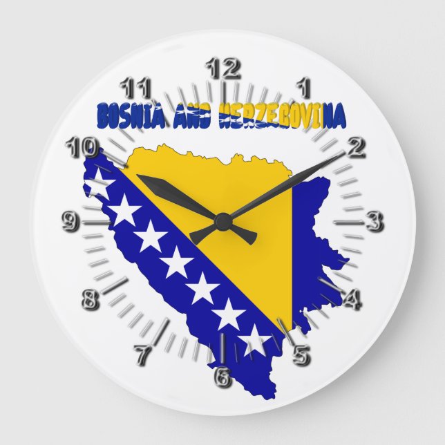 Reloj Redondo Grande Bandera del país bosnio (Anverso)