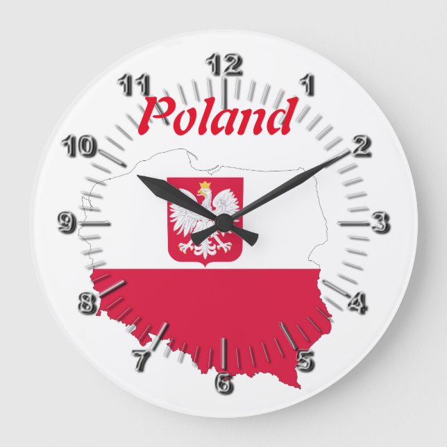 Reloj Redondo Grande Bandera del país polaco (Anverso)