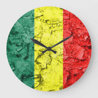 Reloj Redondo Grande Bandera del reggae del vintage