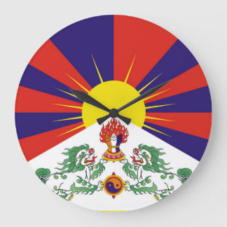 Reloj Redondo Grande Bandera del Tíbet Libre