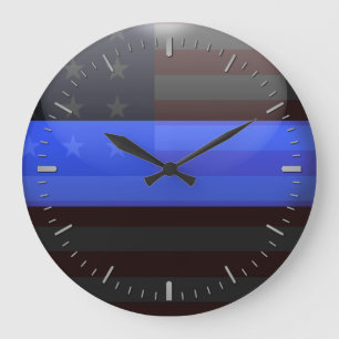 Reloj Redondo Grande Bandera delgada de la línea azul reloj grande