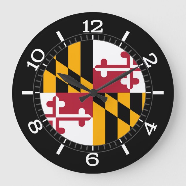 Reloj Redondo Grande Bandera dinámica del estado de Maryland en a (Anverso)