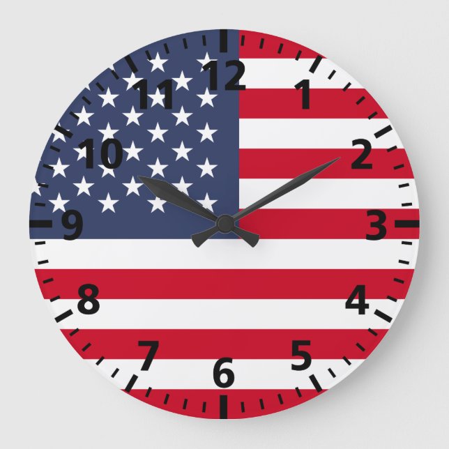Reloj Redondo Grande Bandera estadounidense (Anverso)