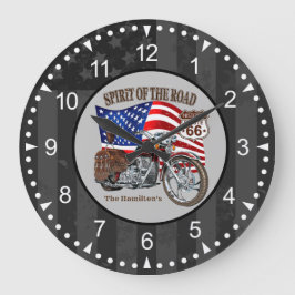 Reloj Redondo Grande Bandera Estadounidense De Motocicletas Patrióticas