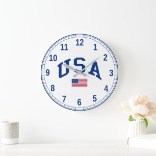 Reloj Redondo Grande Bandera estadounidense del día de la independencia