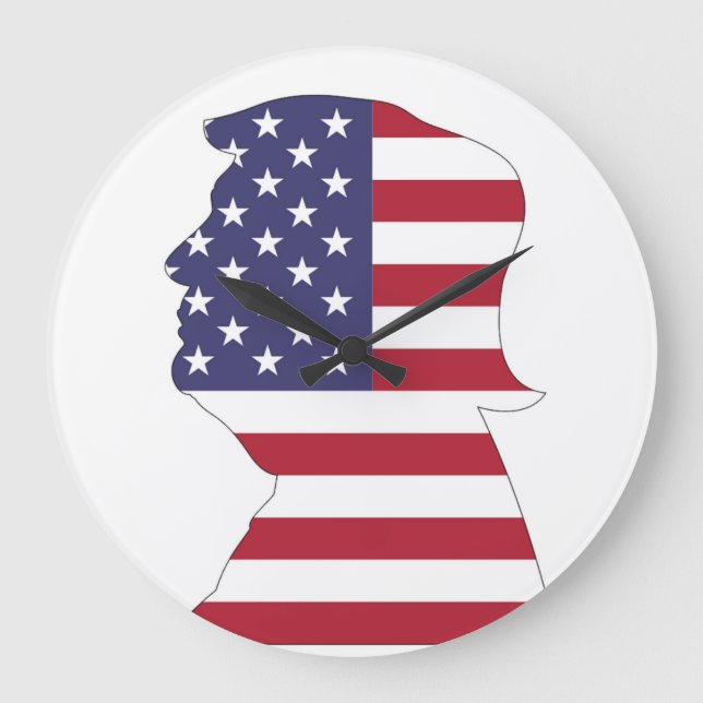 RELOJ REDONDO GRANDE BANDERA ESTADOUNIDENSE DEL PRESIDENTE DONALD TRUMP (Anverso)
