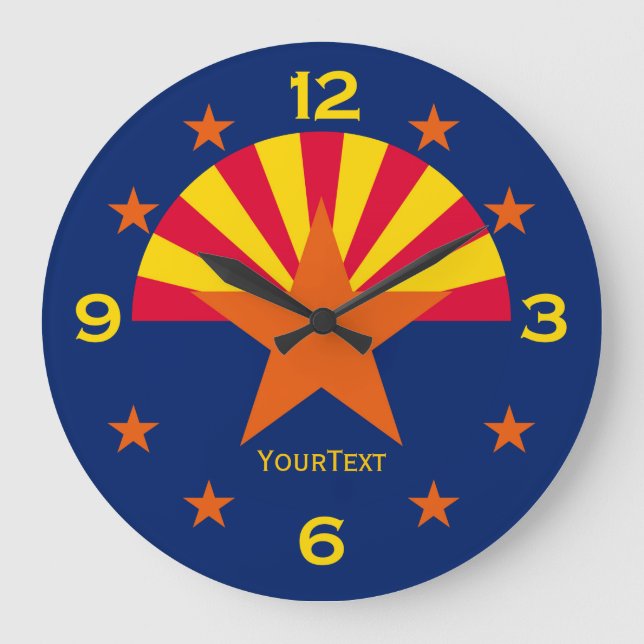 Reloj Redondo Grande Bandera estatal de Arizona personalizada en un (Anverso)
