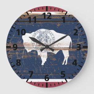 Reloj Redondo Grande Bandera estatal Vieja Woooming Wyoming