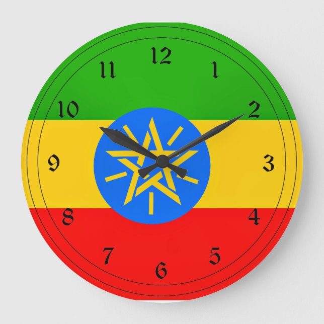 Reloj Redondo Grande Bandera etíope (Anverso)