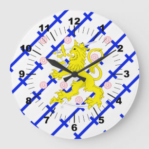 Reloj Redondo Grande Bandera finlandesa de franjas