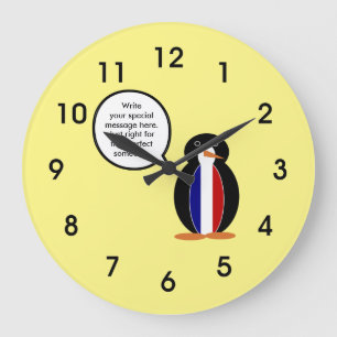 Reloj Redondo Grande Bandera francesa hablando con el señor Penguin