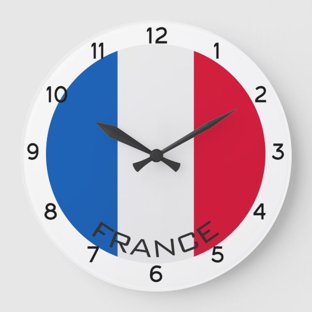 Reloj Redondo Grande Bandera Francia (Anverso)
