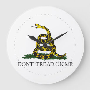 Reloj Redondo Grande Bandera Gadsden No Pises Libertario Amarillo