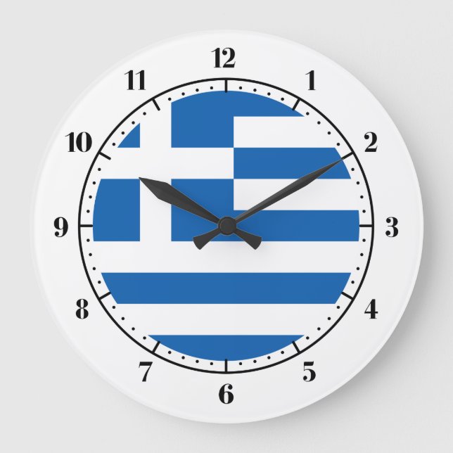 Reloj Redondo Grande Bandera griega (Anverso)