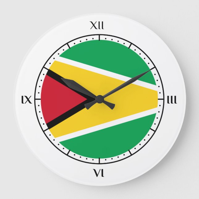 Reloj Redondo Grande Bandera guyanesa (Anverso)