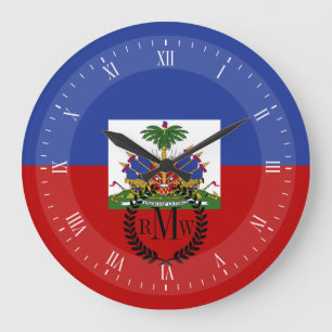 Reloj Redondo Grande Bandera haitiana clásica