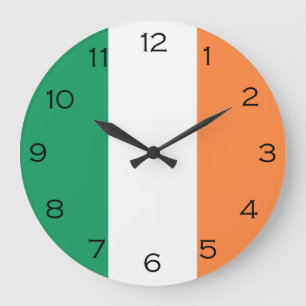 Reloj Redondo Grande Bandera irlandesa números negros WC arc3