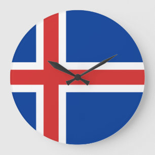 Reloj Redondo Grande Bandera islandesa (islandesa)
