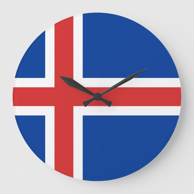 Reloj Redondo Grande Bandera islandesa (islandesa) (Anverso)