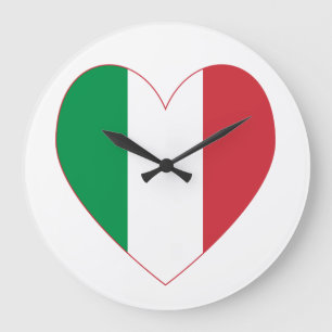 Reloj Redondo Grande Bandera italiana con corazón