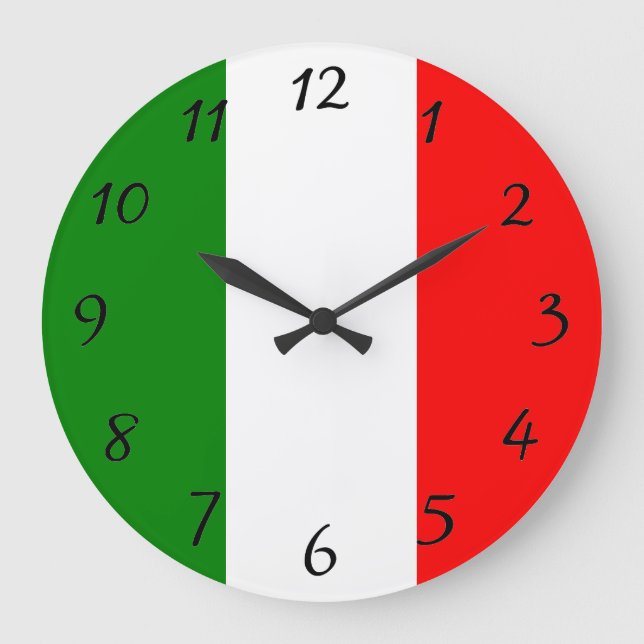 Reloj Redondo Grande Bandera italiana de Italia Bandiera d'Italia Trico (Anverso)