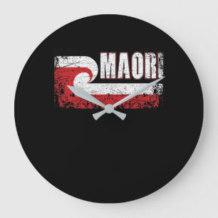 Reloj Redondo Grande Bandera Maorí Bandera Nueva Zelanda
